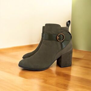 Vionic Olive Ankle Booties with Buckle